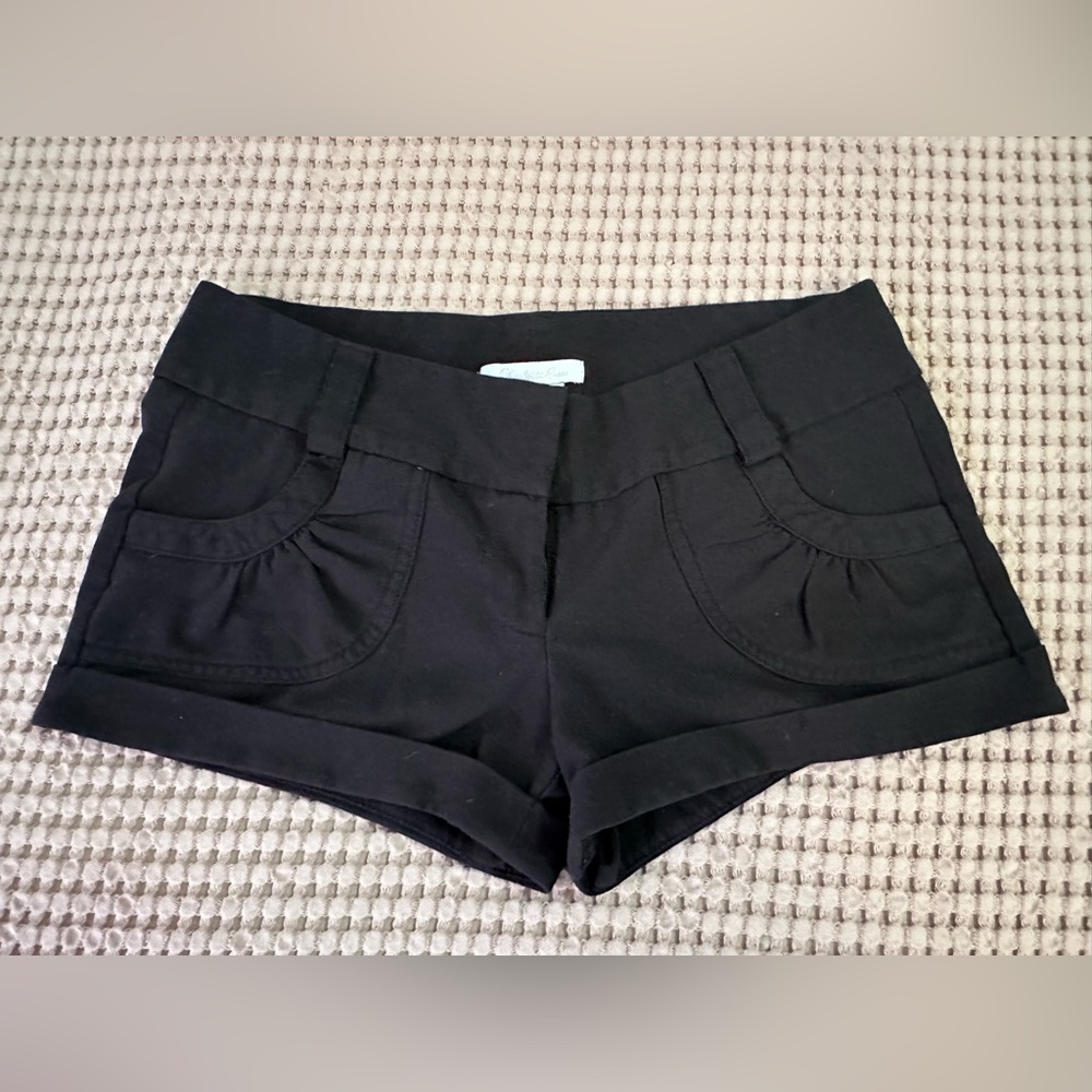 Charlotte Russe Black Cuffed Short Shorts with Pockets